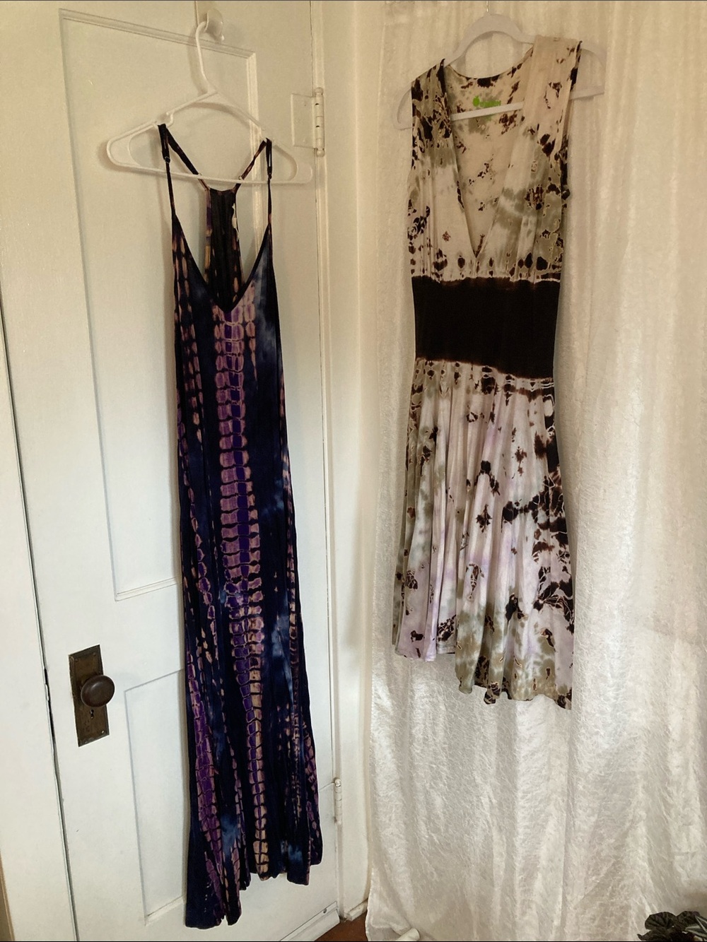 Women’s Purple Tie-Dye Maxi Dress with Pink Accents